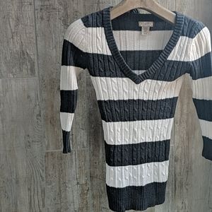 3/4 length striped sweater
